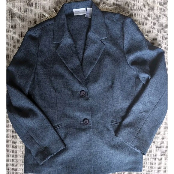 ALFRED DUNNER Light Navy Blue 2 Piece Suit Set Jacket Pants Womens 10P TwoButton - Picture 2 of 12